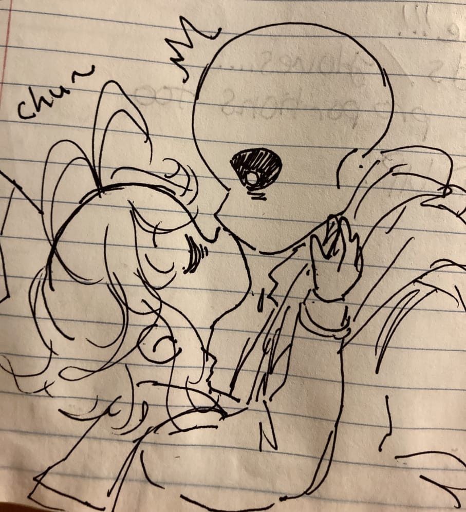 Goki kisses Sans