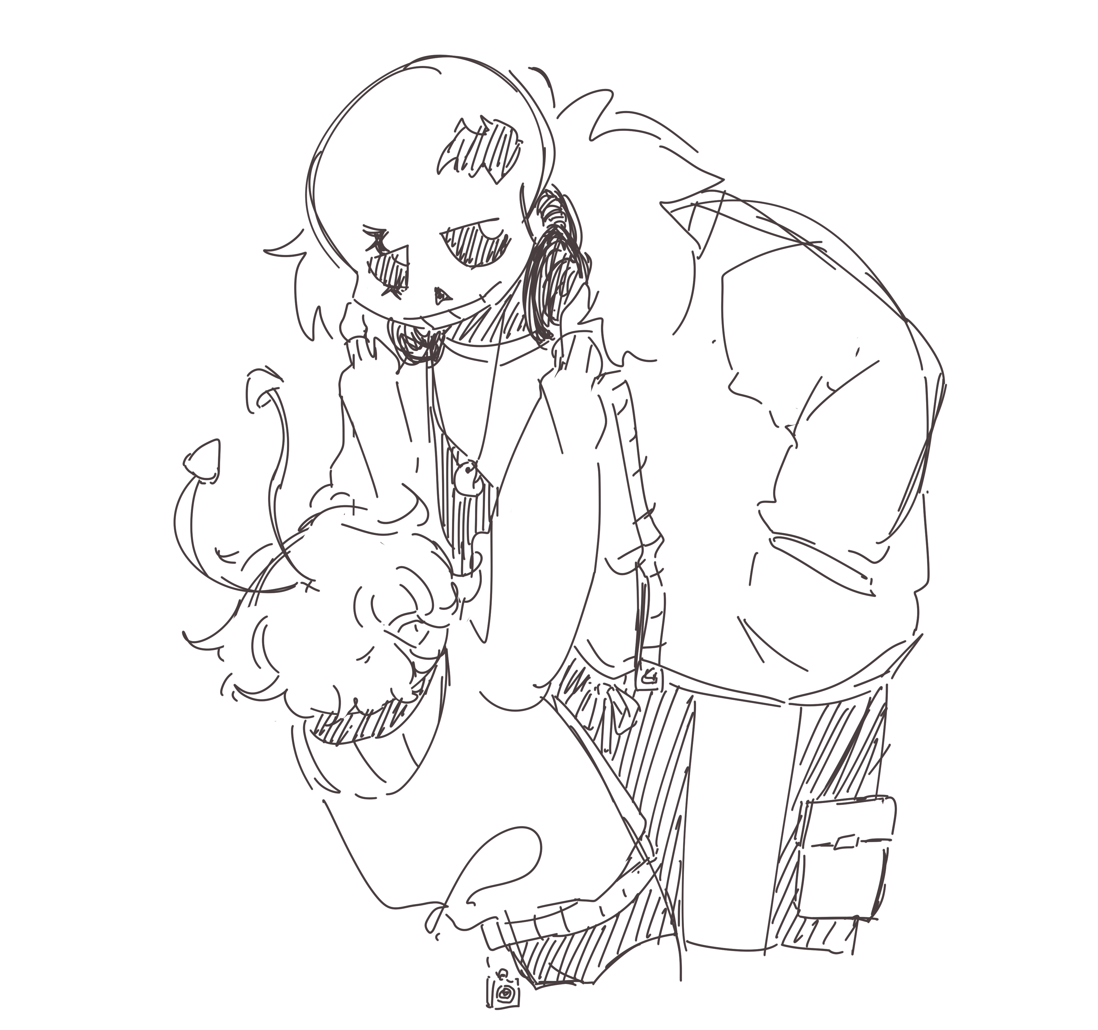 Kinokogoki harasses a bemused Outspare!Sans